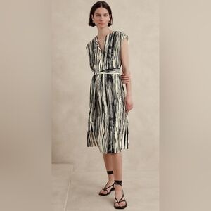 Elegant Black and White Striped Dress